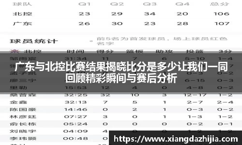 广东与北控比赛结果揭晓比分是多少让我们一同回顾精彩瞬间与赛后分析